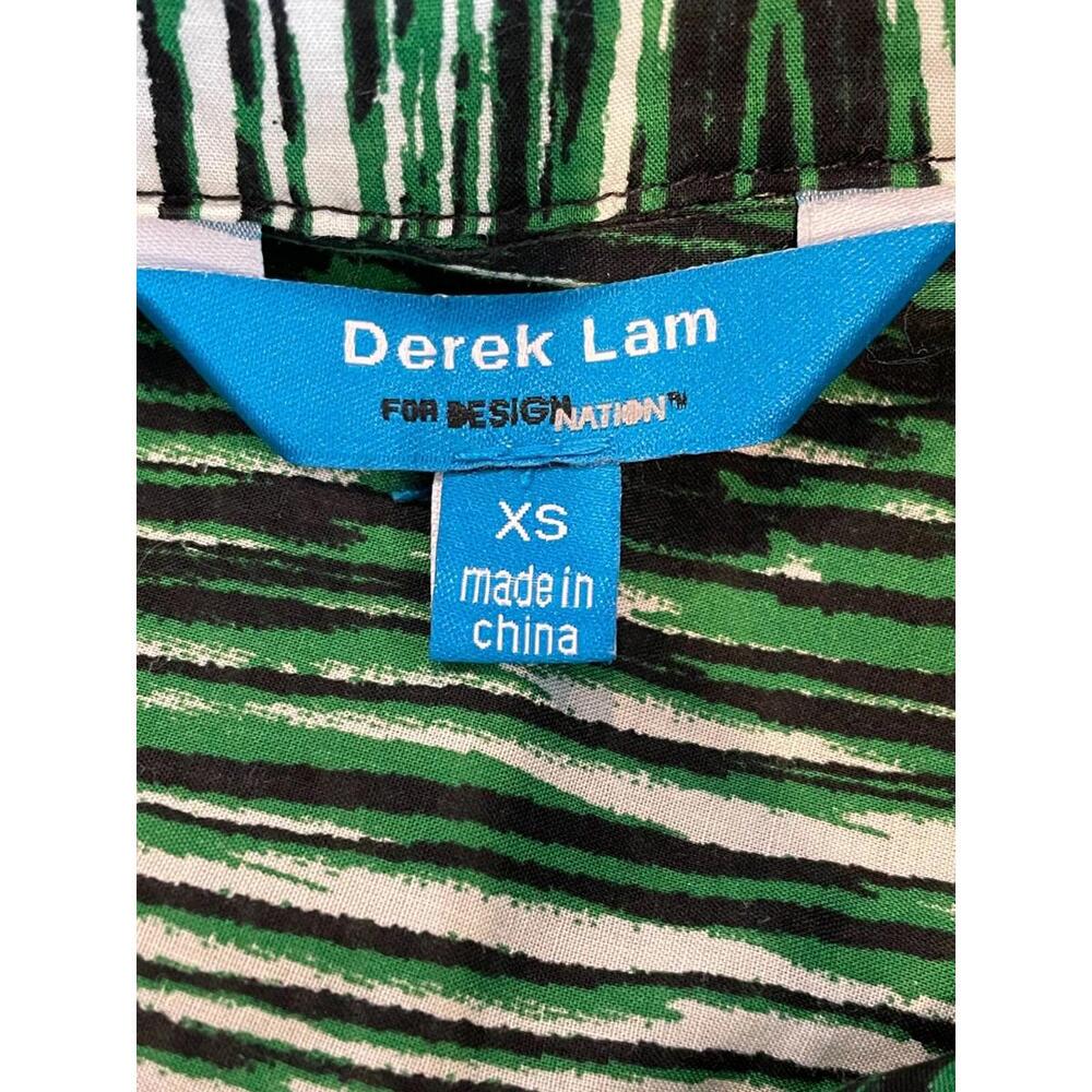 Derek Lam For Design Nation Cotton Shirt Dress Long Sleeve Woodgrain Green XS - Picture 6 of 8